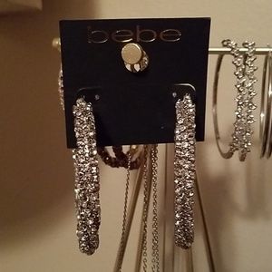 Bebe Rhinestone Hoop Earrings!
